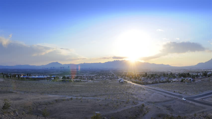 High definition time lapse of a sunset in las vegas city shot from a high view.