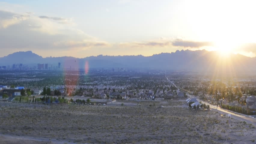 High definition time lapse of a sunset in las vegas city shot from a high view.