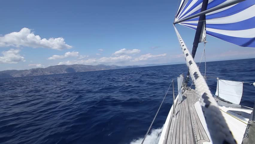 Yachting. Sailing boat shot in full HD