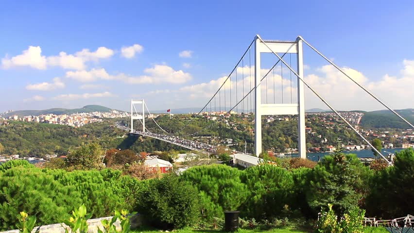 Fatih Sultan Mehmet Bridge from Vakif Tepe, Istanbul, Turkey
