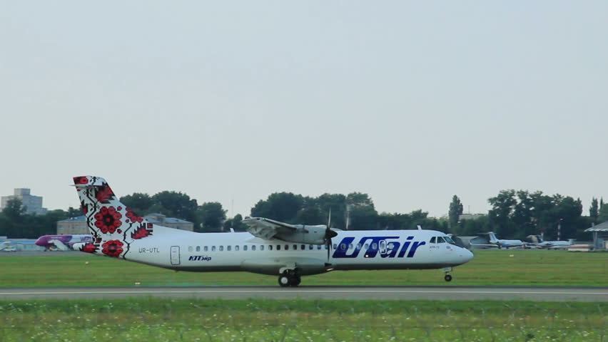 KIEV, UKRAINE - JULY 10: International Airport Kyiv, July 2013. ATR 72-500,