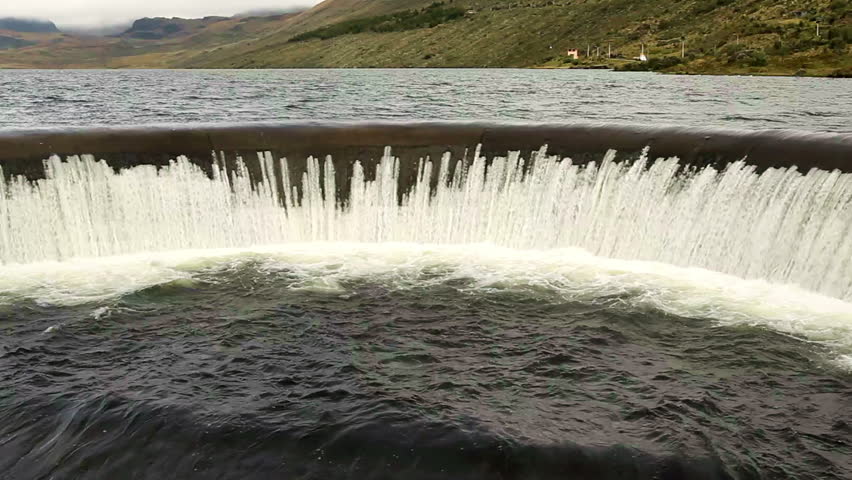 Round dam on Pisayambo lagoon, LLanganates national park, Ecuador