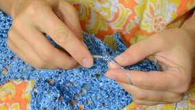 hand crochet thread of blue