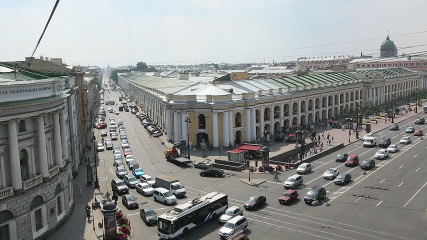 ST.PETERSBURG, RUSSIA - JUN 26: Top view of the Metro and mall Gostiny Dvor on