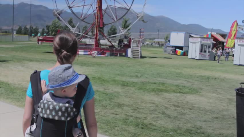 A young family at a small town carnival