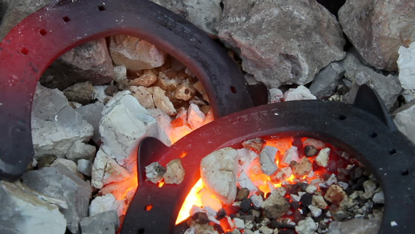 Blacksmith shaping a horseshoe
