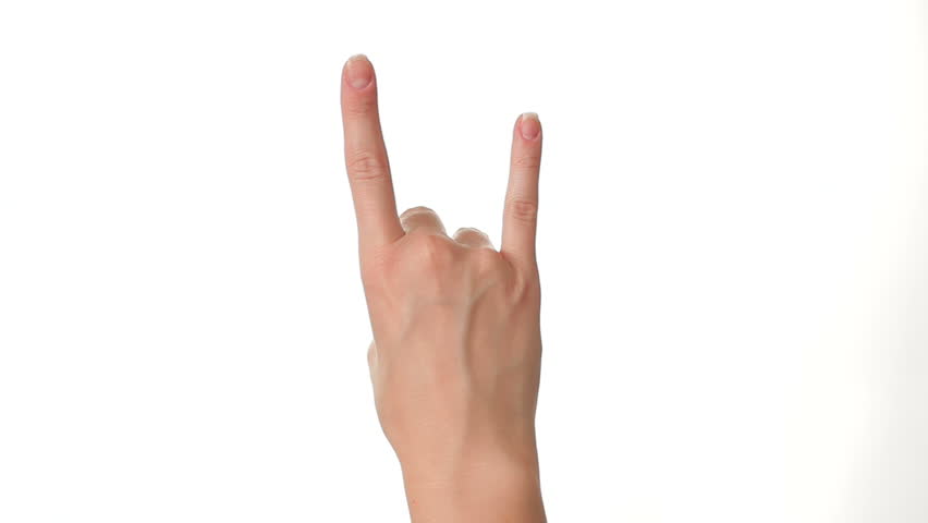 Horns Hand Gesture on white background