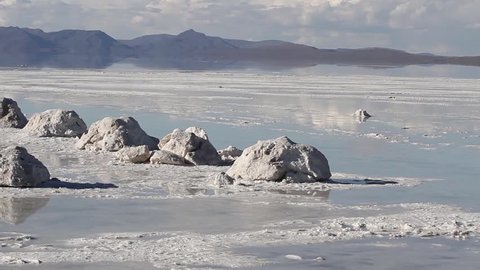 Salar Uyuni salt desert Bolivia block of salt  Stock-video