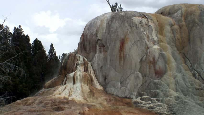 Tall clay structure at Mammoth Hot Springs in Yellowstone National Park