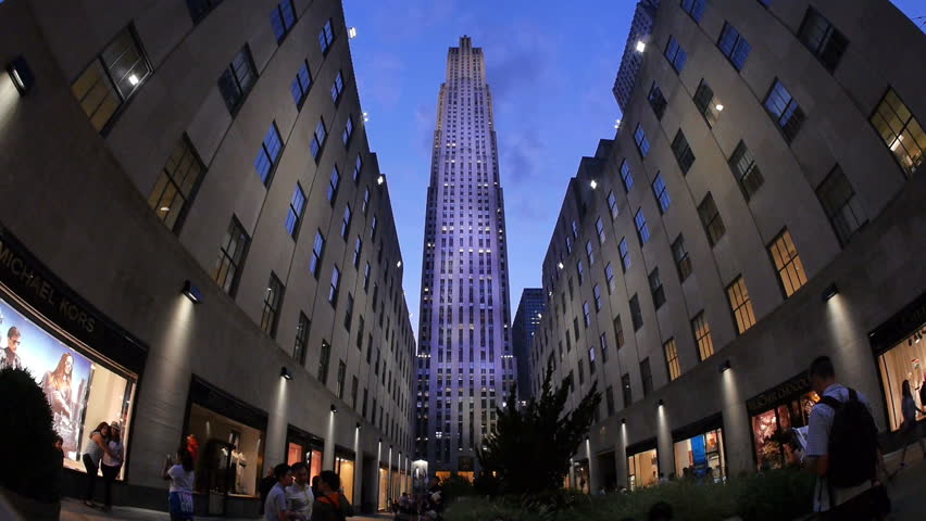 NEW YORK CITY, Circa August, 2013 - An exterior fish eye view of Rockefeller