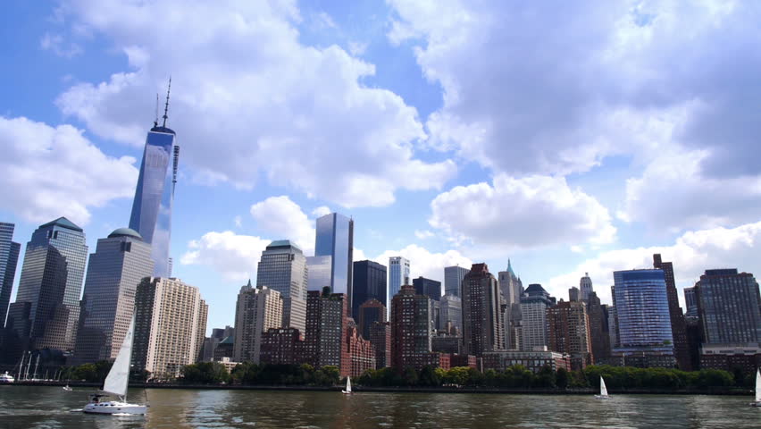 Lower Manhattan as seen from the river.