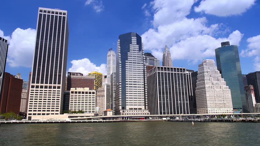 Lower Manhattan as seen from the river.