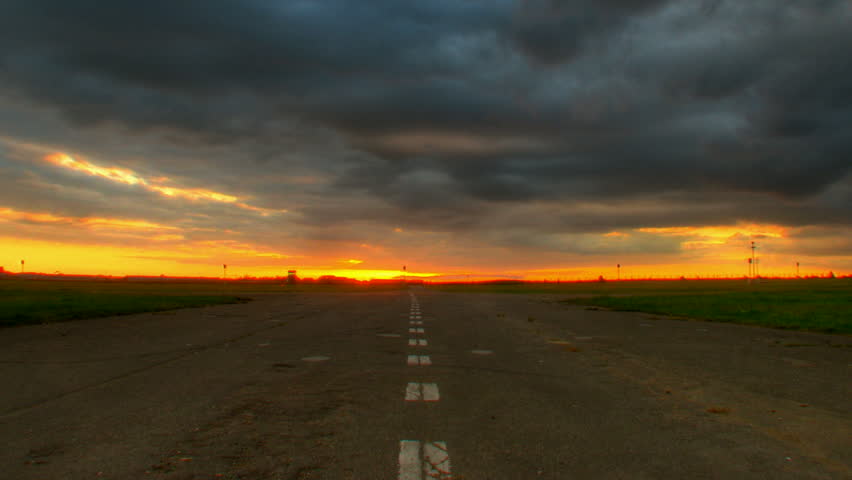 Sunset over road, HD time lapse clip, high dynamic range imaging