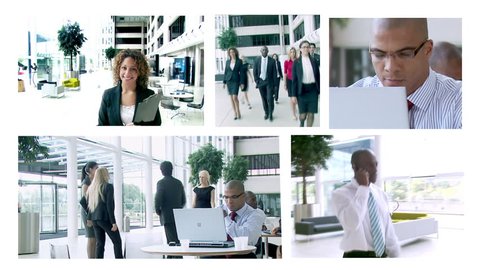 Animated series montage of business team images. High quality HD video footage