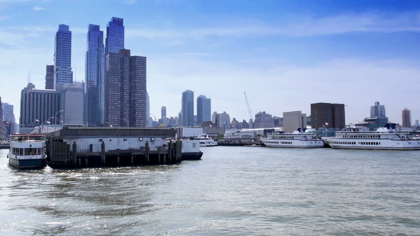 The New York City skyline as seen from the East River.