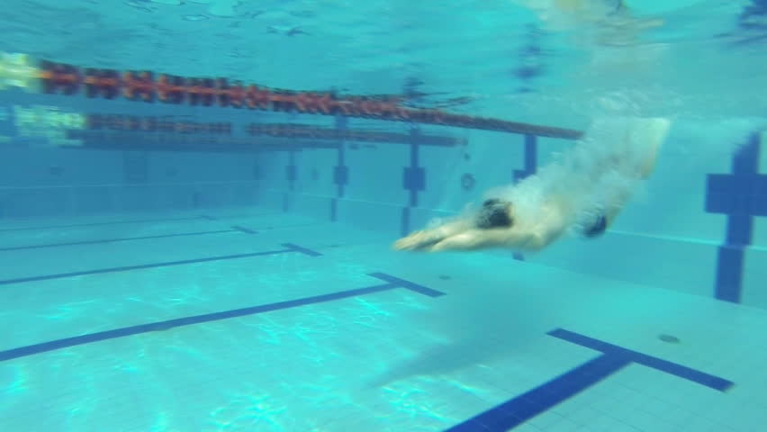 Beautiful underwater view of swimming backstorke style
