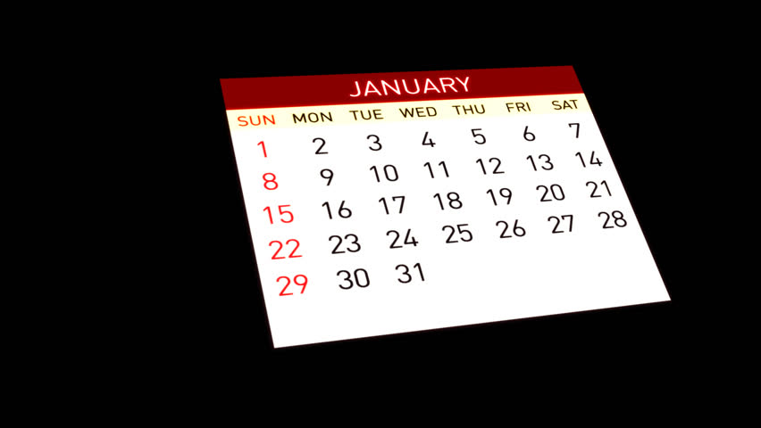 Calendar, 3d animation. Alpha channel is included in the video is useful for
