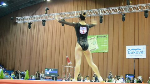 KIEV - MAR 31: Stella Zakharova Cup, International sport gymnastics competition on March 31, 2013 in Kiev, Ukraine. 14 countries take part in the tournament. Sakura Noda (Japan) on the floor.