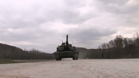 Military, Tank drives over camera