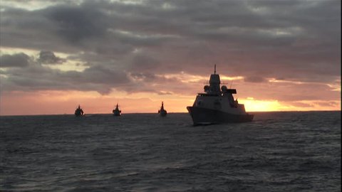 Military, Warships at sunset
