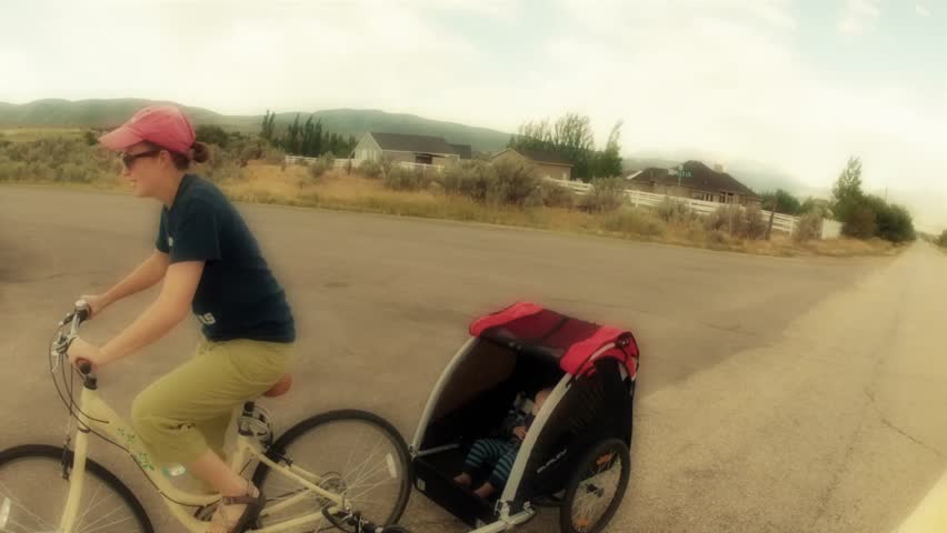 A family out for a fun bike ride