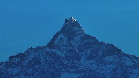 Timelapse of Machapuchare (Fish tail) Mountain at Annapurna Range from Dhampus, Pokhara, Nepal.