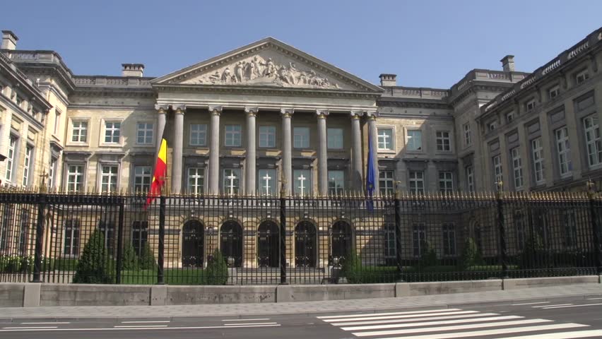 Belgian parliament in Brussels, general politics image of the street called 'de