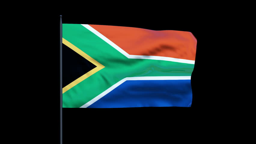 South Africa Flag Waving, Seamless Loop, Alpha