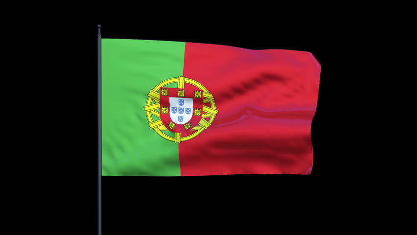 Portugal Flag Waving, Seamless Loop, Alpha