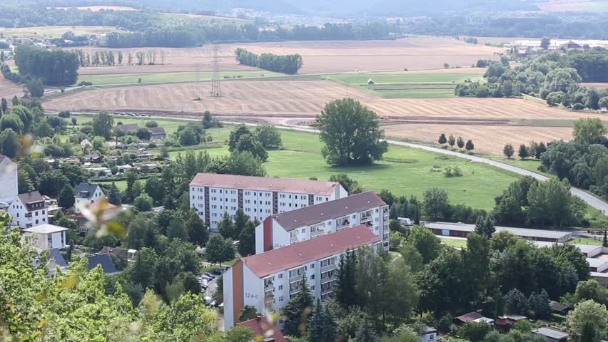 view of the suburbs of the city in Germany with a bird's-eye view
