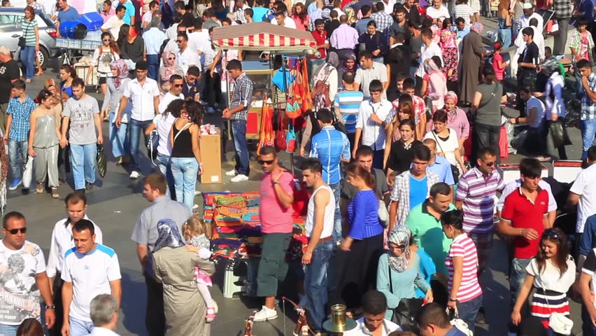 ISTANBUL - AUGUST 31: (Timelapse view) Masses Turkish people shop during Lesser