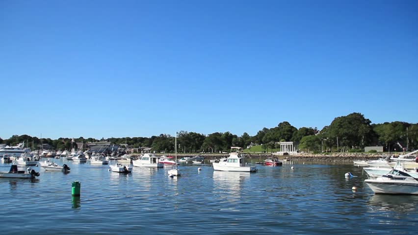 Boats docked in a marina in New England.