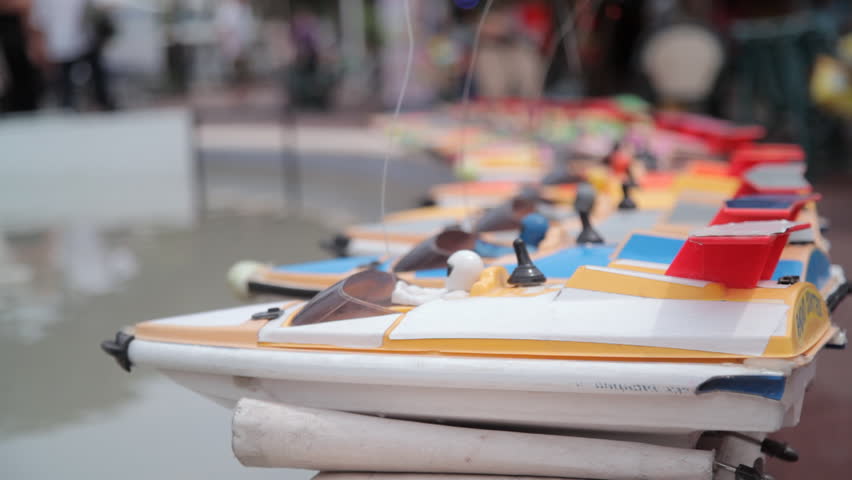 Toy boats on a fountain at a fair