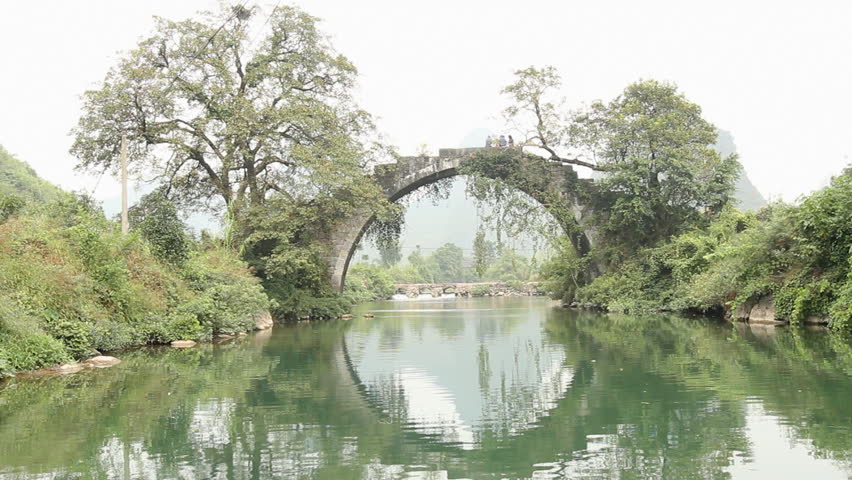 Dragon(Yulong) river ancient stone arch bridge - Yangshuo Guilin, Guangxi,