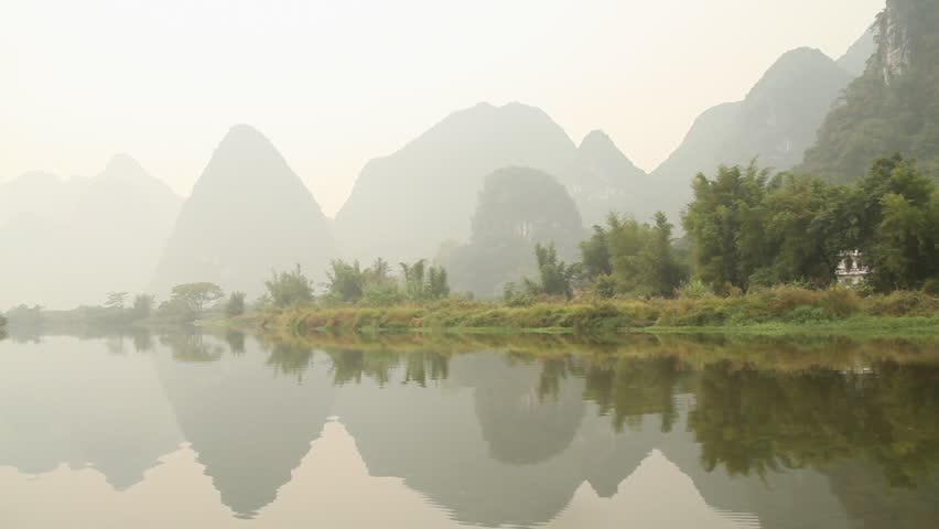 Amazing Yulong river scenery, shooting on bamboo raft. - Yangshuo Guilin,
