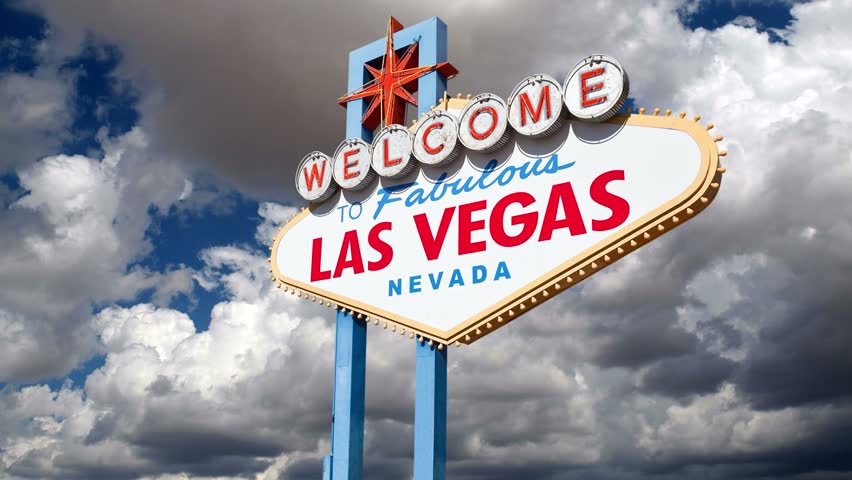 Welcome to fabulous Las Vegas sign with moving clouds time lapse.