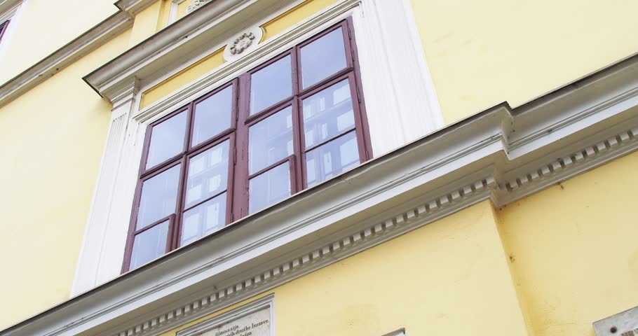 Detail of county building biult 1745 in baroque style and upgraded 1885. One of historical building in Pozega, Croatia