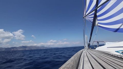 Sailboats sailing sail blue Mediterranean sea (HD)