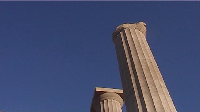 Greece, Rhodes, Lindos Acropolis, ancient columns