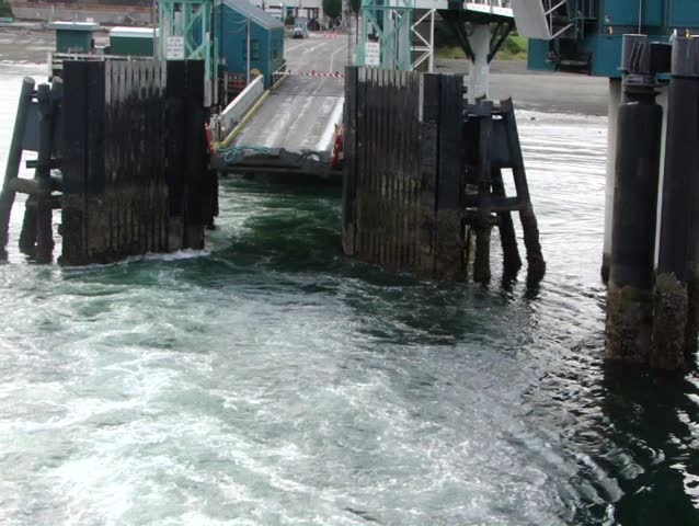 Washington State Ferry pulling away from Edmonds dock. 