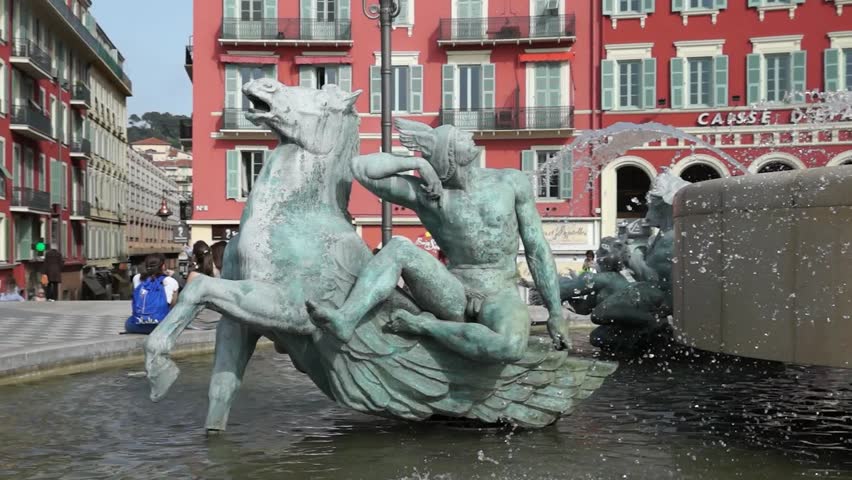 The Fontaine du Soleil on Place Massena, Nice, French Riviera, France