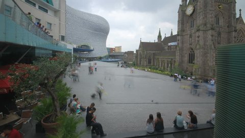 Time lapse of shoppers at the Bullring in Birmingham city center Stock Video