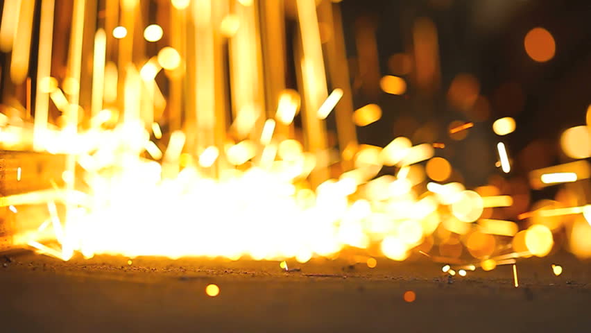 Sparks and flames from working with metal constructions