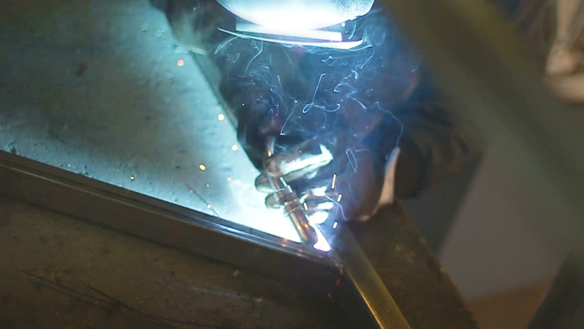 Close-up view of a welding process