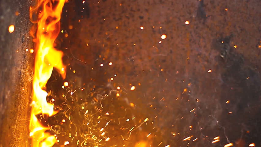 Sparks and flames from working with metal constructions
