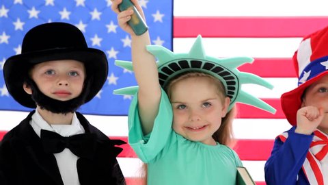 Children dressed up like patriotic characters