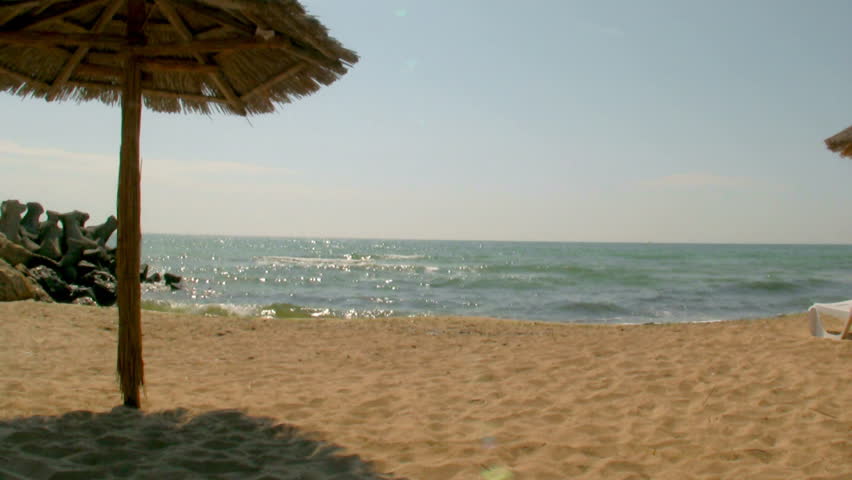 Umbrellas on sunny beach