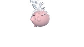 Piggy bank splashing into water, slow motion - Powered by Shutterstock - Get 15% off with code: PIKWIZARD15