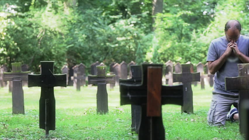 Man Crying On Tombstone In Stock Footage Video 100 Royalty Free 4555955 Shutterstock 