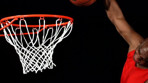 Basketball slam dunk, slow motion